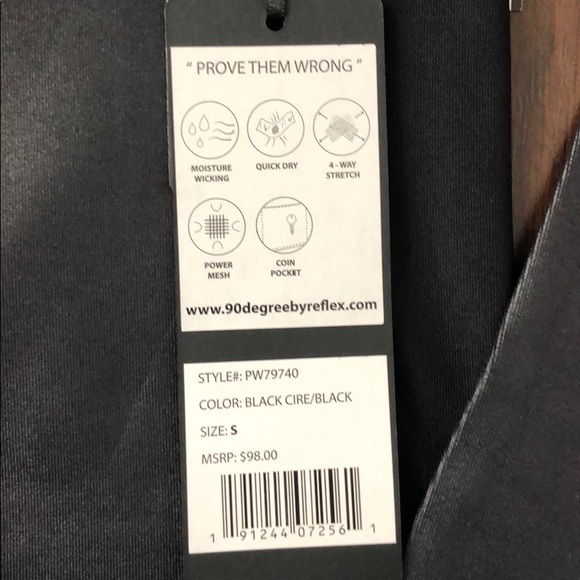 90 Degree By Reflex Black Mesh Contrast Leggings Ankle Length S - Picture 5 of 7